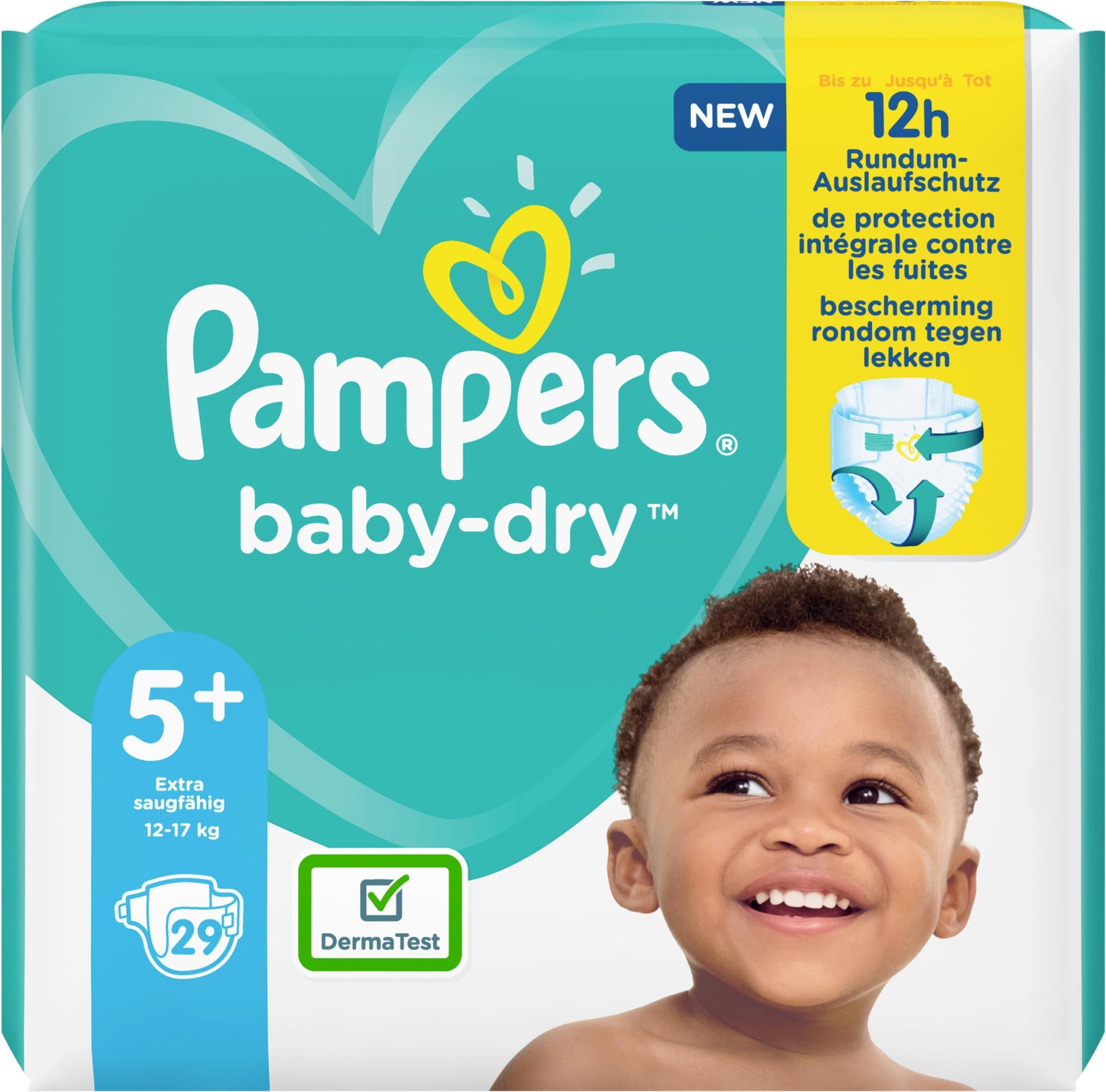 Pampers - 168 Couches Pampers Baby-Dry, Taille 5+, 12-17 kg